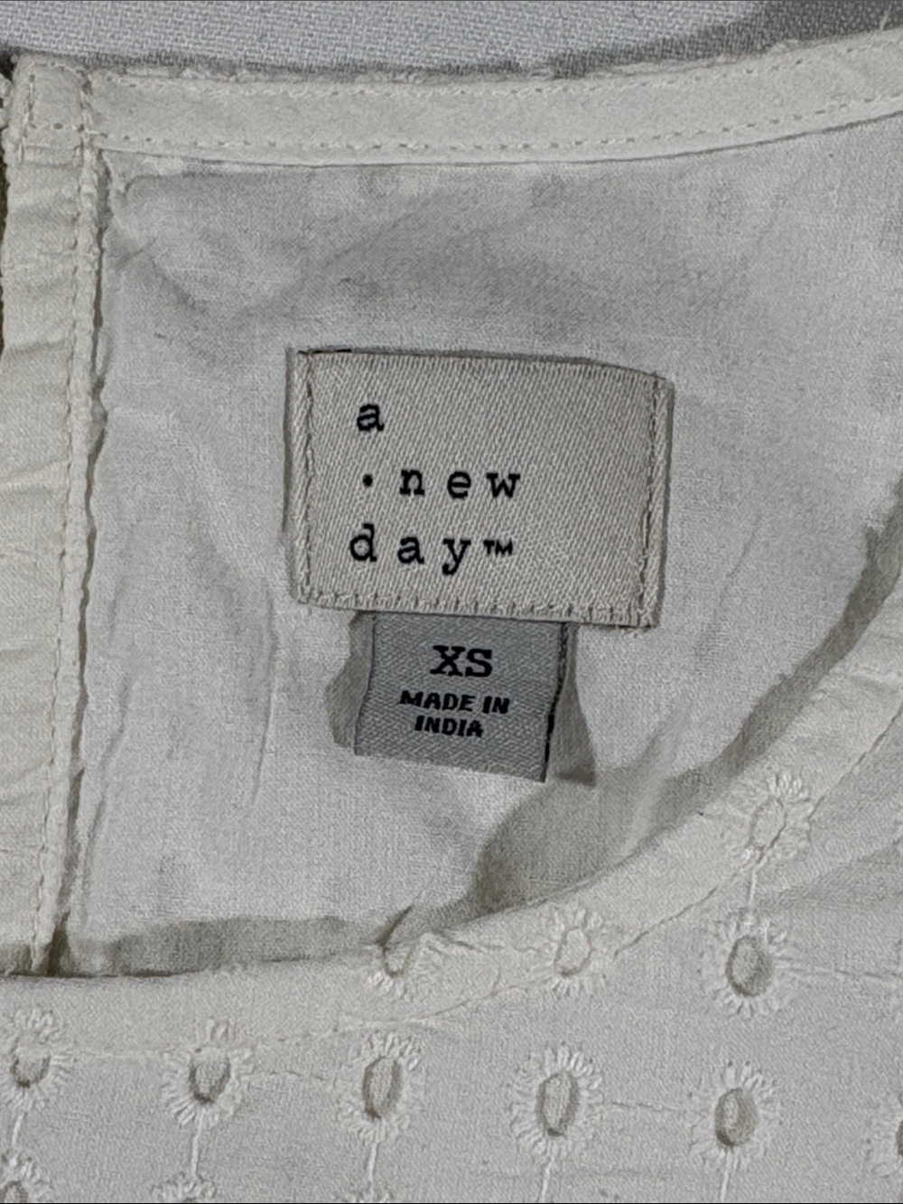 a new day White Eyelet Midi Dress Puff Sleeve Size XS - Picture 14 of 15